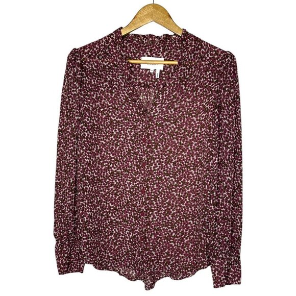 Ba&sh Pabi Printed Ruffle Neck Button Up Blouse Size M - Picture 2 of 15